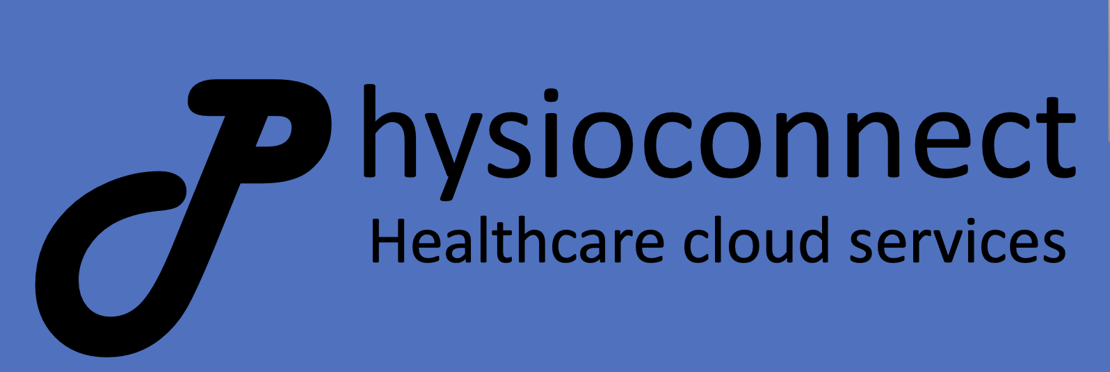 image of text "physioconnect: healthcare cloud services", black text on blue background